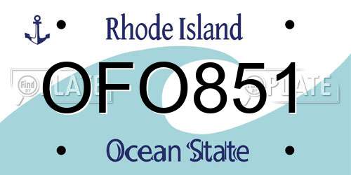 OFO851 Rhode Island License Plate