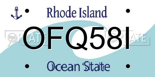 OFQ58I Rhode Island License Plate