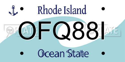 OFQ88I Rhode Island License Plate