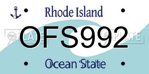 OFS992 Rhode Island License Plate