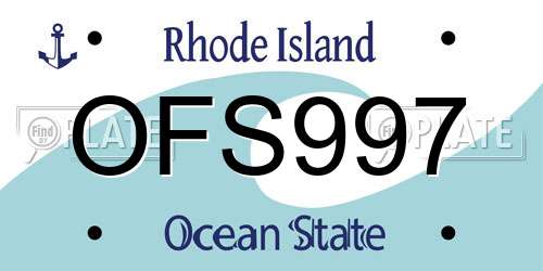 OFS997 Rhode Island License Plate