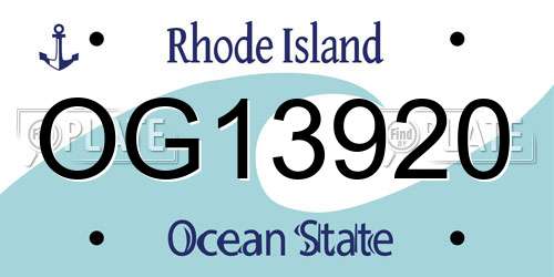 OG13920 Rhode Island License Plate