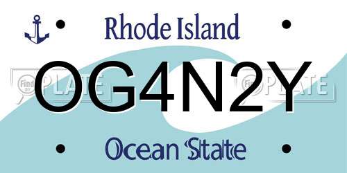 OG4N2Y Rhode Island License Plate