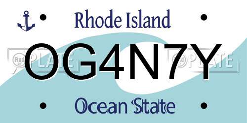 OG4N7Y Rhode Island License Plate