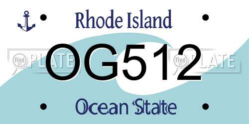 OG512 Rhode Island License Plate
