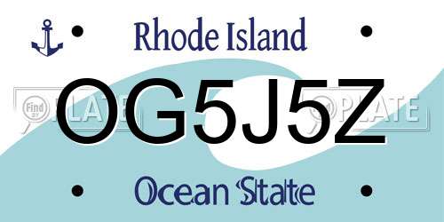 OG5J5Z Rhode Island License Plate