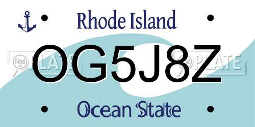 OG5J8Z Rhode Island License Plate