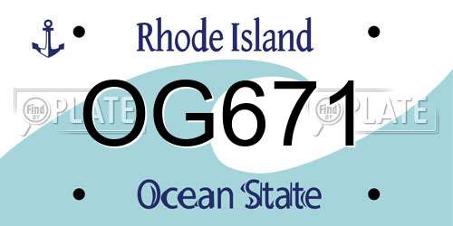 OG671 Rhode Island License Plate