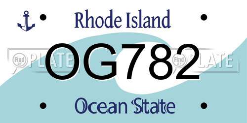 OG782 Rhode Island License Plate
