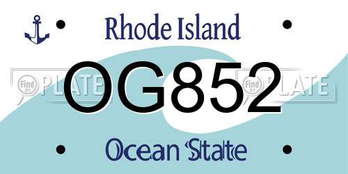 OG852 Rhode Island License Plate