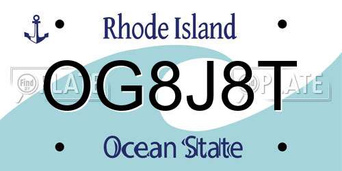 OG8J8T Rhode Island License Plate