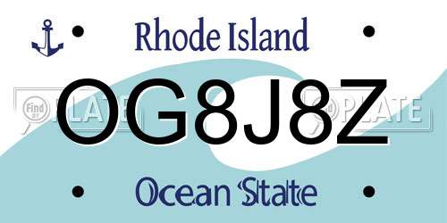 OG8J8Z Rhode Island License Plate