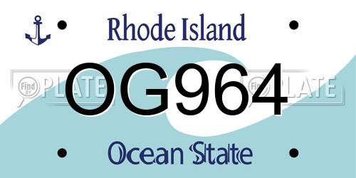 OG964 Rhode Island License Plate