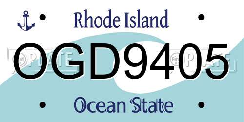 OGD9405 Rhode Island License Plate