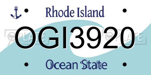 OGI3920 Rhode Island License Plate