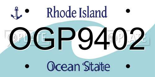OGP9402 Rhode Island License Plate