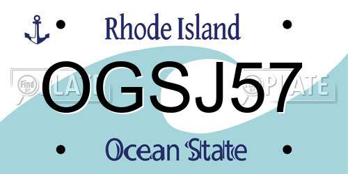 OGSJ57 Rhode Island License Plate
