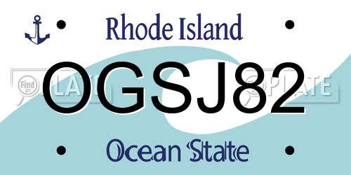 OGSJ82 Rhode Island License Plate