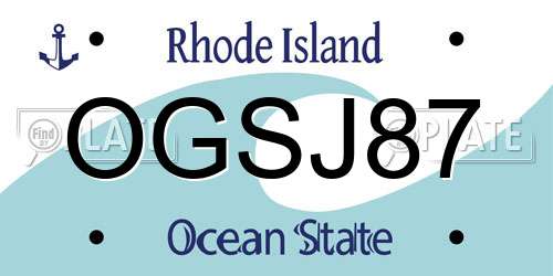 OGSJ87 Rhode Island License Plate