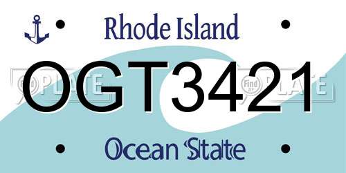 OGT3421 Rhode Island License Plate