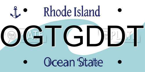 OGTGDDT Rhode Island License Plate
