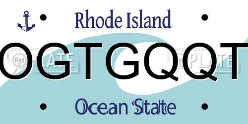 OGTGQQT Rhode Island License Plate