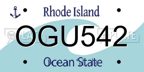 OGU542 Rhode Island License Plate