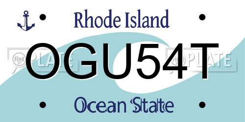OGU54T Rhode Island License Plate