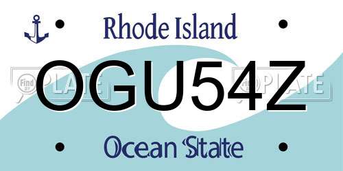 OGU54Z Rhode Island License Plate