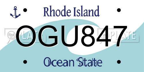OGU847 Rhode Island License Plate