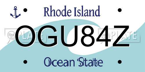 OGU84Z Rhode Island License Plate