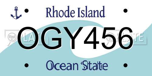 OGY456 Rhode Island License Plate