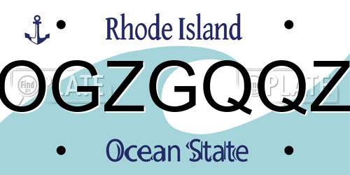 OGZGQQZ Rhode Island License Plate