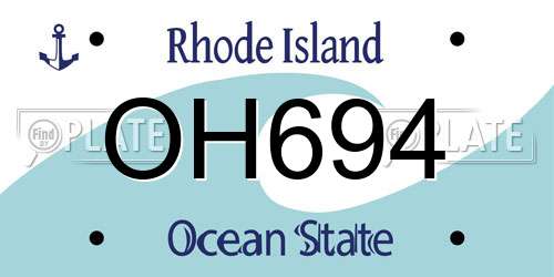 OH694 Rhode Island License Plate