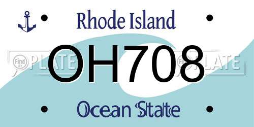 OH708 Rhode Island License Plate