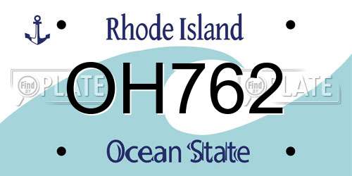 OH762 Rhode Island License Plate