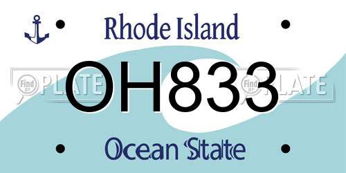 OH833 Rhode Island License Plate