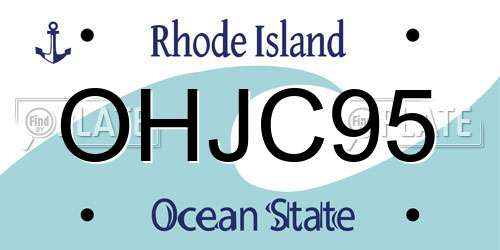 OHJC95 Rhode Island License Plate