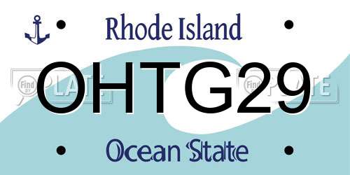 OHTG29 Rhode Island License Plate
