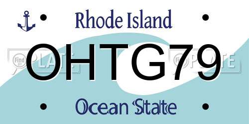 OHTG79 Rhode Island License Plate