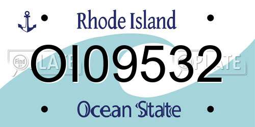 OI09532 Rhode Island License Plate