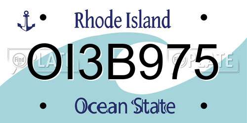 OI3B975 Rhode Island License Plate