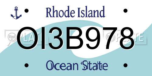 OI3B978 Rhode Island License Plate