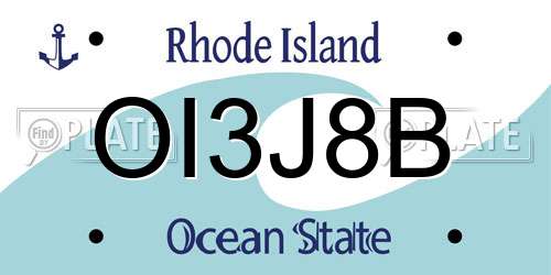 OI3J8B Rhode Island License Plate