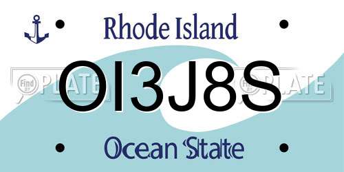 OI3J8S Rhode Island License Plate