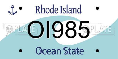 OI985 Rhode Island License Plate