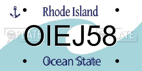 OIEJ58 Rhode Island License Plate