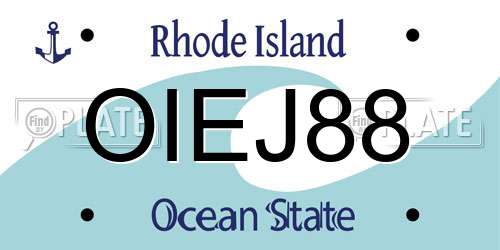 OIEJ88 Rhode Island License Plate