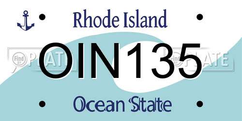 OIN135 Rhode Island License Plate