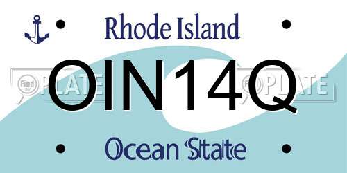 OIN14Q Rhode Island License Plate